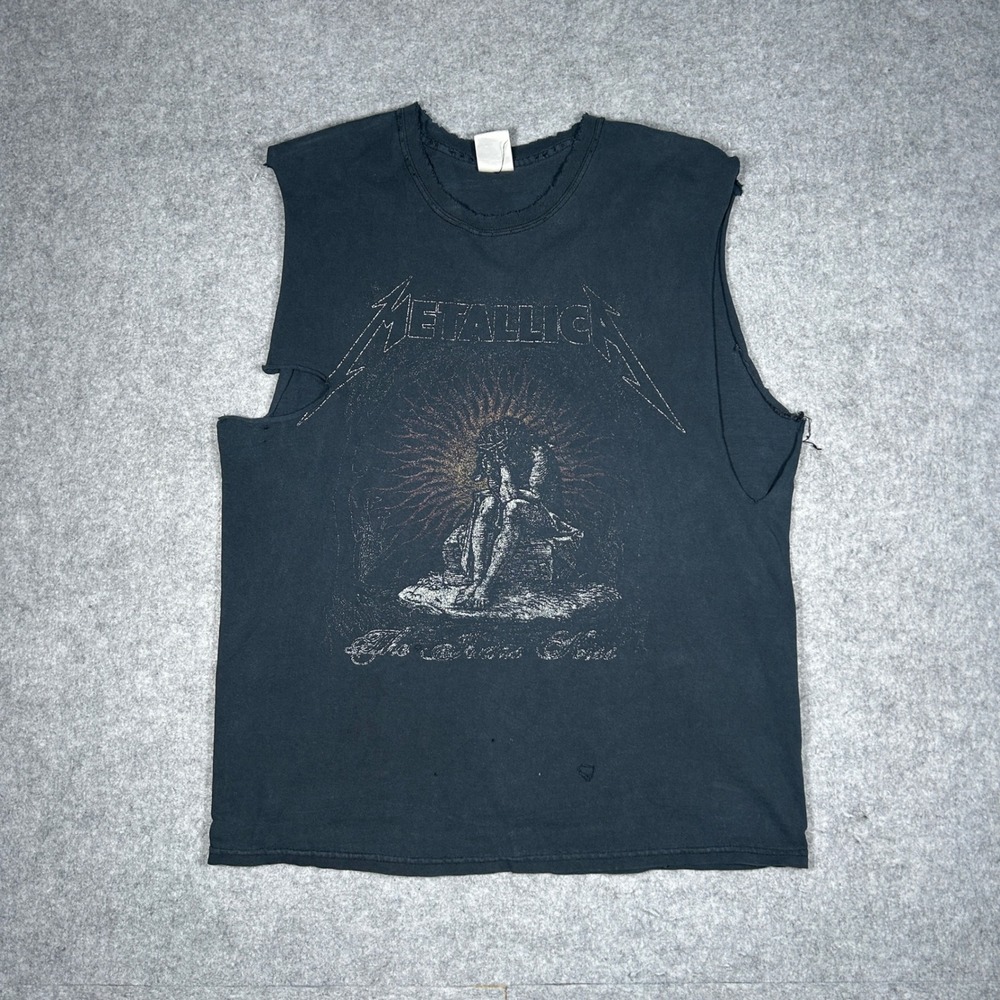 Vintage Metallica Muscle Tank Mens Large Black The Unforgiven Band Graphic